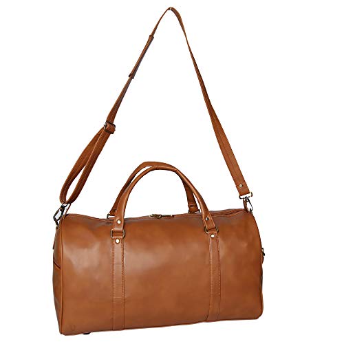Image of RICHSIGN Leather Accessories 24 litres Duffle Bags for Men Travel-(TAN) (Weight-1 KG /1000 GR)(Dimension = H- 12 x L- 20 x W- 8 Inch)