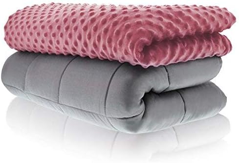 Weighted Blanket Adult Size - Blanket with Cover Included - Rose 48x72 inches 10 Pound - Blankets Made from Relaxation Sleep Fabric for Natural Calm
