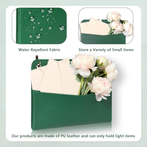 Support mural en similicuir vert chic pour bureau raffiné - 4