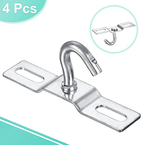 Image of MECCANIXITY Pad Eye Plate Ceiling Hooks 79mm Wall Mount Hanger Galvanized Iron for Hanging Light Chandelier, Pack of 4