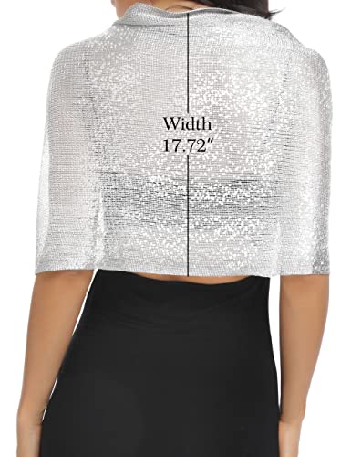 Rheane Silver Shawls And Wraps For Evening Dresses Shawls And Wraps For Weddings Silver Shawls And Wraps For Evening Dresses Wedding Shawl Fall (Silver With Silver Glitter) #TOP3