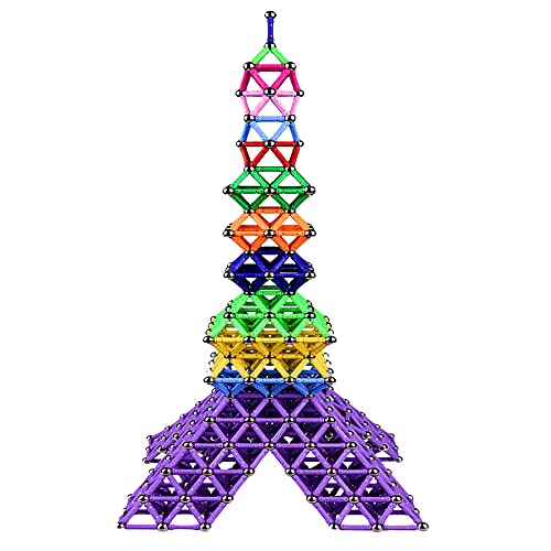 Jokooan Magnetisch Bausteine 220 Stücke, Magnetische Sticks Magnetische Spielzeuge Konstruktionsspielzeug, STEM Montessori Spielzeug Intelligenz Lernspielzeug und Gehirn Training Set Für Kinder