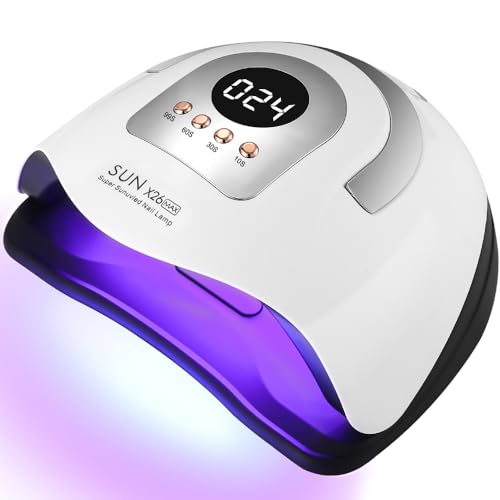UIHOL Lampe UV Ongles Gel, 380W 81 LED Lumières Séchage Rapide, Professionnel Sèche Automatique machine, Grand LCD Ecran, 4 Minuteries 10s/30s/60s/99s pour Vernis...