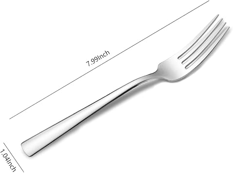 Dinner Forks set of 6,Stainless Steel Silverware Forks,Table Fork, 8 Inches, Square Handle, Silver