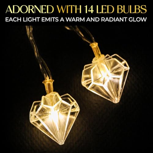 Image of Lexton Fairy 14 Diamond Shape LED String Light | 14 LED, Plug Sourced, 4 Meter Long | Suitable for Diwali, Birthday, Festival, Wedding, Party, Patio, Lawn, Restaurants (Pack of 1, Warm White)