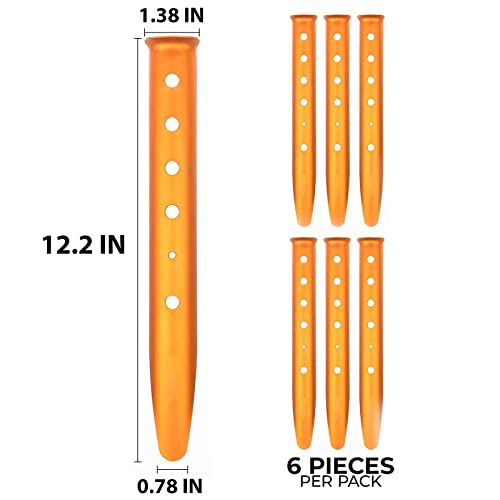 Aluminum Tent Stakes Heavy Duty - 6Pcs Ground Stakes Heavy Duty Camping Tent Stakes For Outdoor Decorations - Tents Stakes For Beach Canopy Sand Spikes For Outdoor Lights Replacement Spikes For Ground #TOP1
