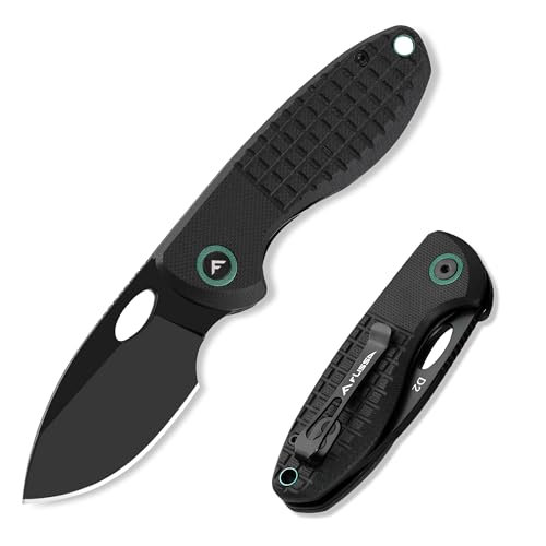 FLISSA Small Folding Pocket Knife, 2.4" D2 Steel Blade EDC Knife with Pocket Clip and G10 Handle, Liner Lock Knives for Men & Women, Sharp Knives for Camping, Hiking, Hunting, Everyday Use
