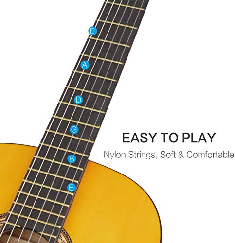 HUAWIND Guitare Classique 4/4 Debutant, Guitare Classique Adulte avec 6 Cordes de Nylon et Housse - Les Beatles, Paul McCartney, John Lennon, RIngo Starr, George Harrison HUAWIND Guitare Classique 4/4 Debutant, Guitare Classique Adulte avec 6 Cordes de Nylon et Housse – Image 5