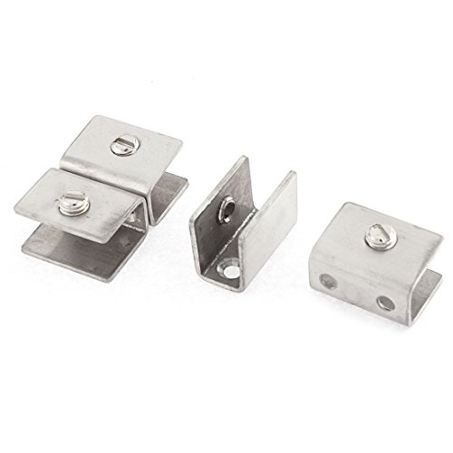 Aexit 4 Pcs Clamps 8mm-12mm Thickness Adjustable Square Shelf Glass Clip Clamp Hand-Screw Clamps Silver Tone