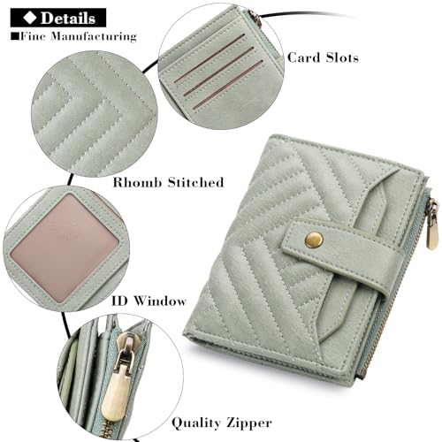 Image of FALAN MULE Small Wallet for Women Leather Bifold Compact RFID Blocking with ID Window