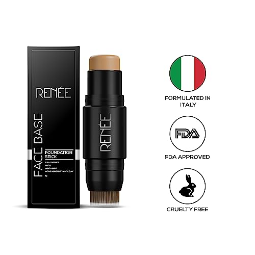 Image of RENEE Face Base Foundation Stick - Vienna, 8gm| Enriched with White Clay, Weightless, Long-lasting, Velvet Matte Finish formula Provides Full Coverage