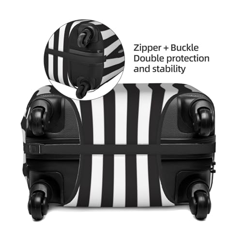 Black & White Stripe Print Suitcase Cover Luggage Protector Washable Elastic Fashionable Travel Gear Cover4