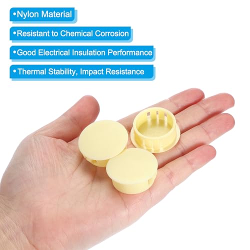 Image of PATIKIL 20Pcs 1 inch Hole Plugs, 1 inch /25mm Plastic Hole Plugs, 20Pcs Flush Type Round Hole Plugs Cover Snap in Locking Hole Tube for Table Kitchen Cabinet Furniture, Pale Yellow
