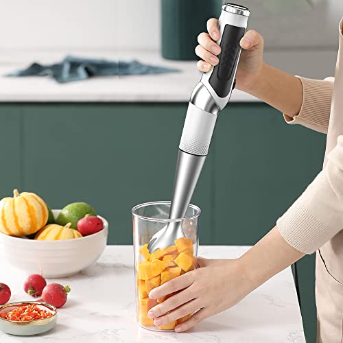 Cordless Hand Blender White, 4-In-1 Electric Immersion Blender 3-Angle Adjustable Powerful Variable Speed Control With 21-Speed, Usb Rechargeable Portable Stick Mixer With Chopper #TOP4