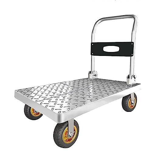 Carrello Con Piattaforma Per Carichi Pesanti Con Tappetini In Gomma E Ruote In Gomma Tpr, Carrello In Acciaio Con Capacità Di 300 Kg, Carrello A Pianale Con Pianale Da 60 * 38(Size:60*38,Color:A)