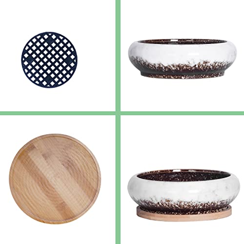 ARTKETTY Plant Pots Indoor, 18.5/25 CM Large Bonsai Pots with Trays Set of 2 - Image 4
