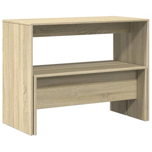 vidaXL Mesa y Bancos de Comedor 3 pzas Madera ingeniería Roble Sonoma, Juego de Mesa de Comedor, Juego de Mesa con Banco, Mesa de Comedor y Bancos - imagen 7