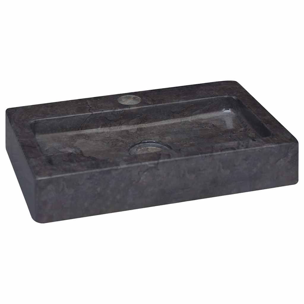 vidaXL Sink Wash Basin Washroom Sink Bathroom Natural Stone Basin Toilet Washroom Accessory Washing Tool Indoor Black 38x24x6.5 cm Marble