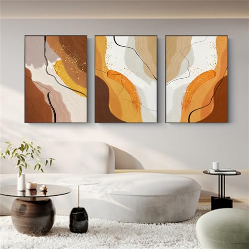 Cuadros modernos dorados en lienzo abstracto de 60x80cm para decoración de oficina y salón