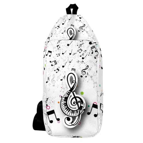 Sac à dos à bandoulière noir 16x36.5x8.4cm imprimé musical mixte