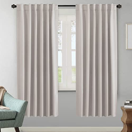 Image of H.VERSAILTEX Blackout Curtains Thermal Insulated Window Treatment Panels Room Darkening Blackout Drapes for Living Room Back Tab /Rod Pocket Bedroom Draperies, 52 x 72 Inch, Stone, 2 Panels