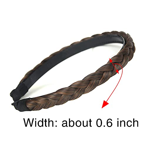 BOBIYA Plait Hair Headband Synthetic Hair Plaited Headband Braid Braided With Teeth Hair Band Accessories for Women Girl (Copper Brown) - Image 2
