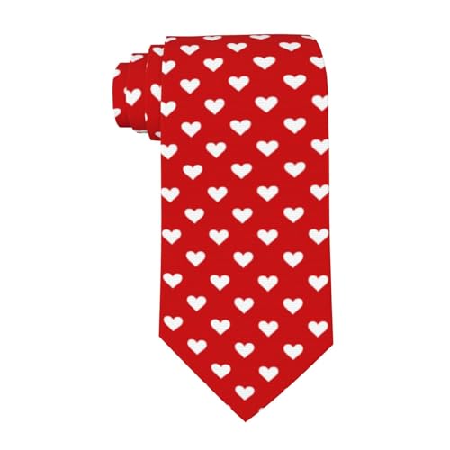 Mens Tie Necktie Funny Novelty Red White Hearts Neckties for Men Formal Party Business Regular Length Neckties Soft Ties Designer Wedding