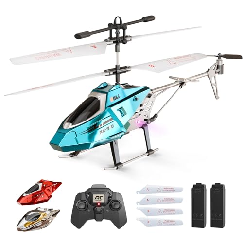 XIKOTEC RC Helicopter, Remote Control Helicopter for Kids, 2.4 GHz, LED Light, One-Key Take Off/Landing, Altitude Hold, RC Toys for Boys Girls