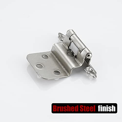 Jqk 3/8 Inch Inset Cabinet Door Hinges Satin Nickel, 4 Pack 2 Pairs Flush Face Mount Cupboard Self-Closing Kitchen Cabinet Hardware Hinges With Door Bumper, Ch201-Sn-P20 #TOP4