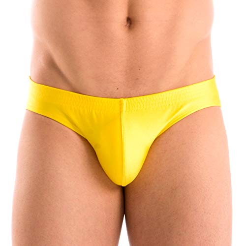 Gary Majdell Sport Mens Solid Yellow Contour Pouch Bikini Swimsuit Size Small