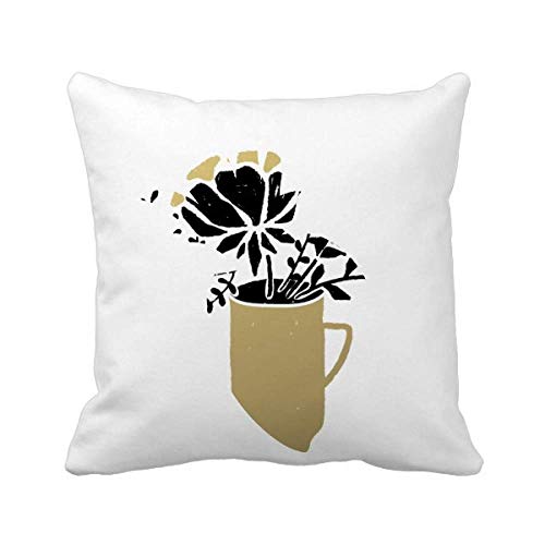 Housse de coussin ananas aux détails dorés et feuillage élégant
