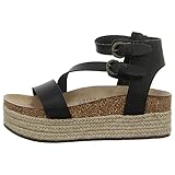 keilsandaletten schwarz weiß Seitlicher Reißverschluss. Blowfish Malibu Damen Tanna Keilsandale, Farbe: Schwarz, 37 EU