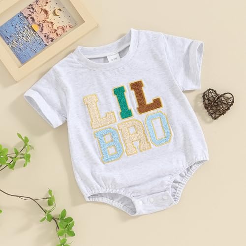VISGOGO Big Little Brother Matching Outfit Short Sleeve Big Bro T-Shirt Tops Lil Bro Rompers Baby Boy Clothes Shirts2
