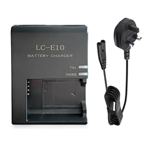 LC-E10 Charger for Canon, Quick Charger for Canon EOS Rebel T7 T6 T5 T100 & 4000D 3000D 2000D, LP-E10 Battery Charger with LED Indicator & Auto Safety Cut-Off (1 pc black)