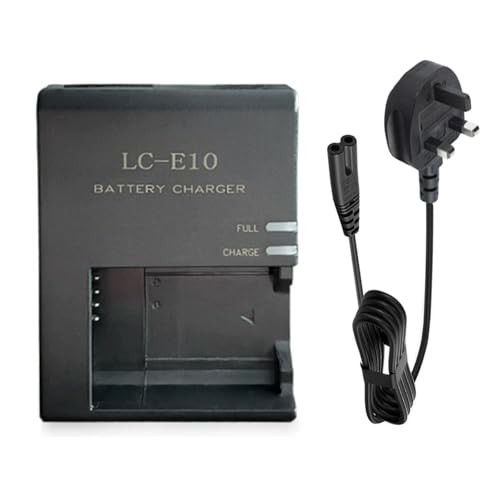 LC-E10 Charger for Canon, Quick Charger for Canon EOS Rebel T7 T6 T5 T100 & 4000D 3000D 2000D, LP-E10 Battery Charger with LED Indicator & Auto Safety Cut-Off (1 pc black)
