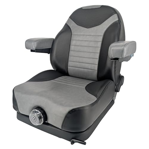 Keystone Seats Comfort Elite HIGH-BACK Suspension Seat – 1 YEAR WARRANTY – Adjustable Suspension, Backrest, & Armrests For Scag Ferris Hustler Gravely Bad Boy Kubota Toro Zero-Turn Mowers & Tractors