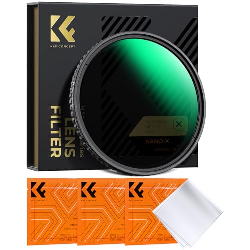 K&F CONCEPT Filtre 82 mm ND2-ND32 1-5 Stops ND Variable Densité Neutre sans Croix Bleu et 3 Chiffon de Nettoyage en Microfibre Emballé sous Vide pour Appareil Photo