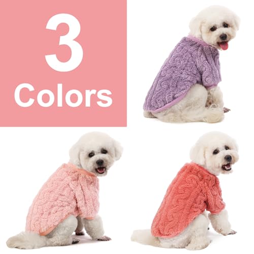 Dog Sweater, 3 Pack Dog Sweaters for Small Dogs or Cats, Girl or Boy, Warm Dog Clothes Shirt Coat for Winter Christmas (Pink, Purple, Rose Red, Small) - Image 4