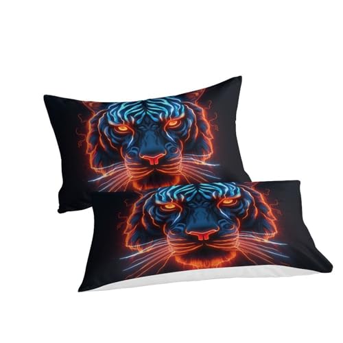 Housse de couette tigre 3D respirante et super douce en microfine pour lit double