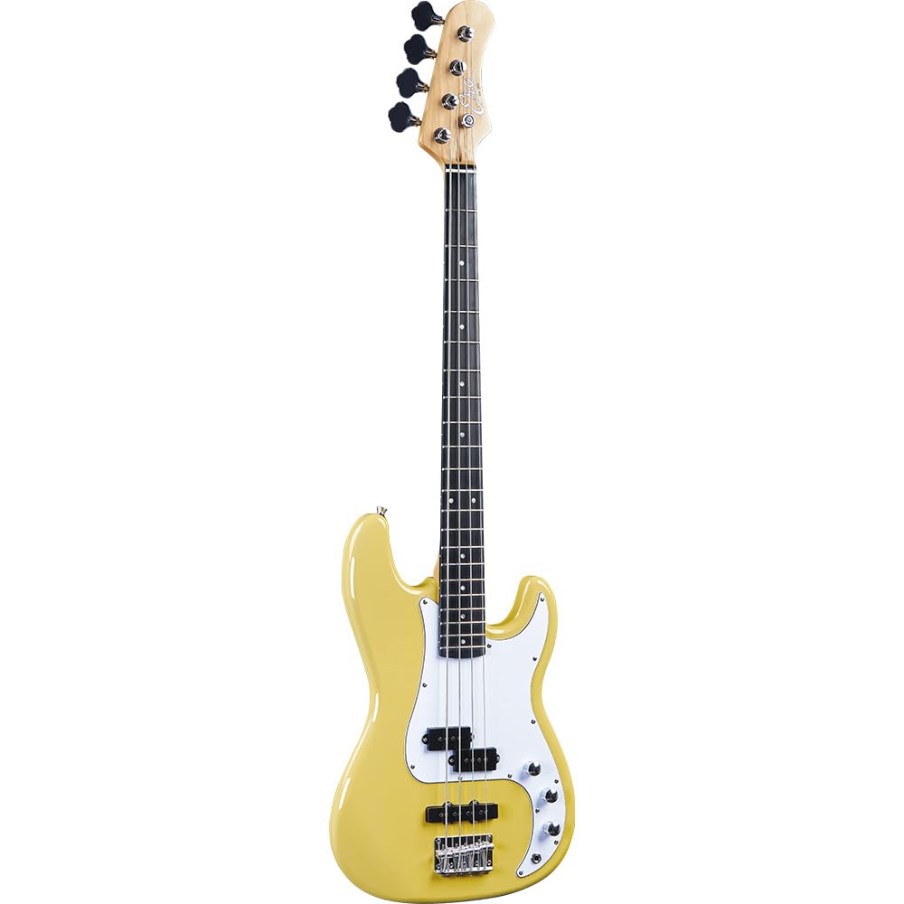EKO GUITARS - VPJ-280 Cream, Basso Elettrico 4 Corde, Serie "Tribute Starter", Corpo in Pioppo, Manico in Acero, Tastiera 21 Tasti in Resina Eko WPC, Colore Cream