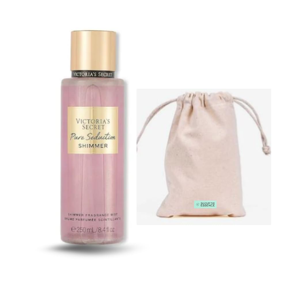 VS Pure Seduction Shimmer Body Spray and Savour the Essence Fabric Bag | Body Spray Womens