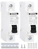DIHOOL AC/DC Miniature Circuit Breakers, 2 Pack, Single Pole 10 Amp, 12V 24V 48V 400V, Non Polarized, Solar Disconnect Switch, DIN Rail Mount, RV Battery Isolator, PV Array MCB, Thermal Magnetic Trip