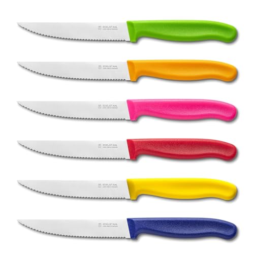 targzier Coltelli da bistecca,Set di Coltelli da tavola da 6 pezzi,Coltelli bistecca in acciaio inox,Coltello da cucina seghettato,posate da bistecca da cucina,Lavabili in lavastoviglie