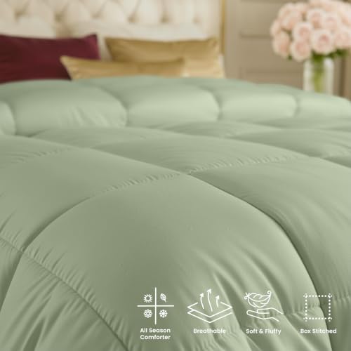 Image of Utopia Bedding Comforters Twin Size, All Season Duvet Insert, Down Alternative Box Stitched Bed Comforter with Corner Tabs, Machine Washable (Sage Green)