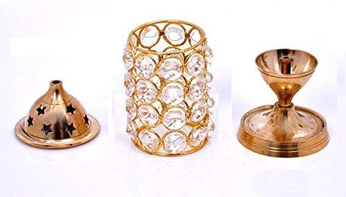 phareLamp Presents Brass Akhand Diya Diamond Crystal Deepak Dia Akhand Jyot, Magical Lantern Brass Diya Brass Oil Lamp, Brass Diyas Puja Lamp #A246