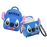 Airpods Case, Cute Lovely Stitch 3D Cartoon Cool Animal Airpods Cover Skin, Soft Silicone Protective