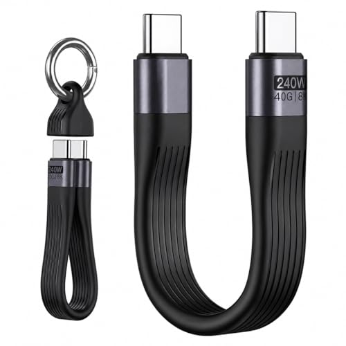 Image of 240W USB4 Fast Charging Cable with Keychain, 40Gbps Data Transfer & 8K Display, Short Tangle-Free USB C Cable for MacBook, iPhone, iPad, Samsung & Laptop (USB Cable(C) Cable keychain)
