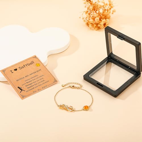 Image of Softball /Volleyball /Soccer /Basketball Bracelet for Girls Teen Women,14K Gold Plated Infinity Charm Link Bracelet Sports Accessories Jewelry Gifts for Lovers Players Team Coach