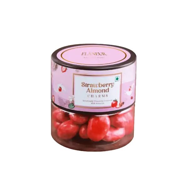 Image of Flaneur Strawberry Almond Charms, 120 gm | Roasted Whole Alomond Coated with White Chocolate & Strawberry Powder | Ideal for Gifting, Celebrations & Everyday Treats, by Haldiram