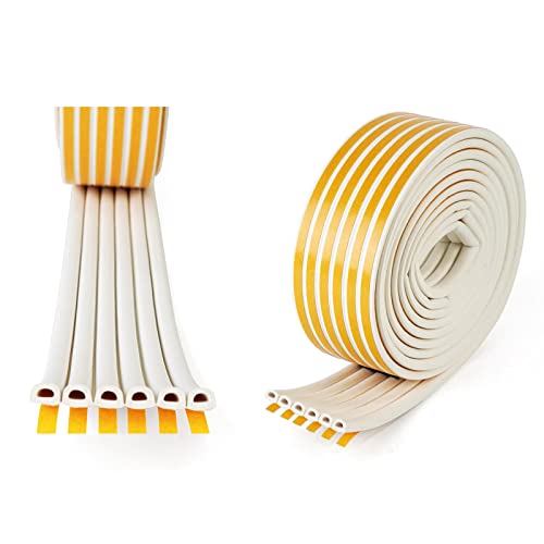 CONTRACONTACT Cinta de sellado autoadhesiva para ventanas de 6 mm x 3 mm en rollo de 6 capas con 21 m en color blanco, junta de puerta para mantener el calor de casa y apartamento Cover